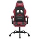 Scaun gaming pivotant/suport picioare vidaXL, 57,5 x 59,5 x (121-131) cm, negru/rosu vin, piele eco