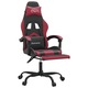Scaun gaming pivotant/suport picioare vidaXL, 57,5 x 59,5 x (121-131) cm, negru/rosu vin, piele eco