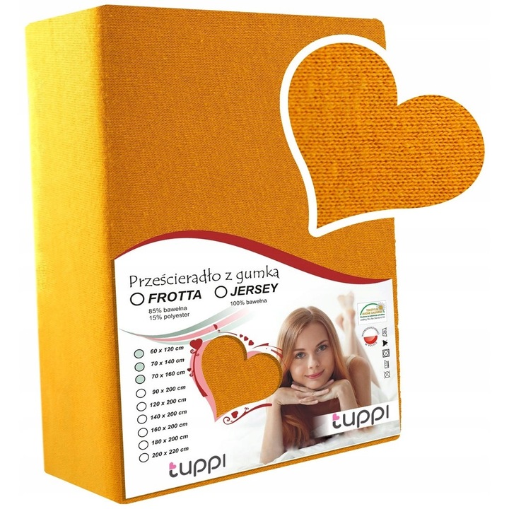 Cearceaf pentru patut Tuppi, 140x70cm, Bumbac, Galben