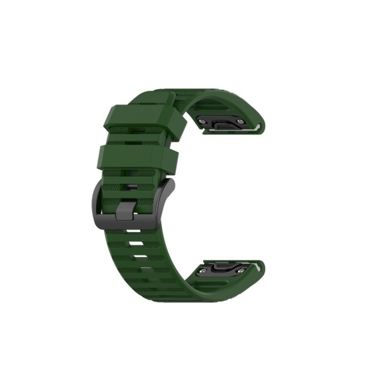 Curea ceas din silicon compatibil Garmin Fenix ​​5x, Fenix 5x Plus, Fenix 6x, Fenix 6x Pro, latime curea 26 mm, verde inchis, eR D L