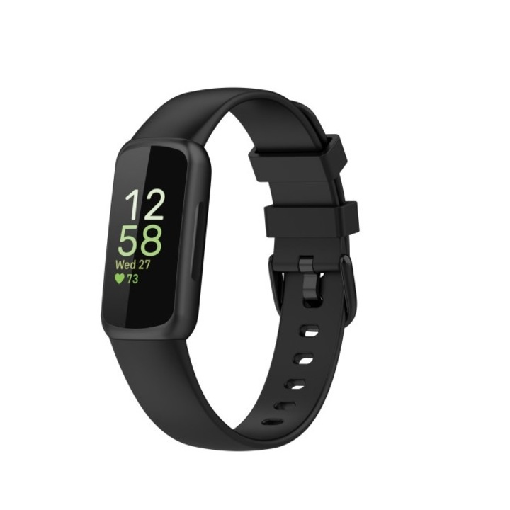 Curea ceas din silicon compatibil Fitbit Inspire 2, marime L, negru, eR D L