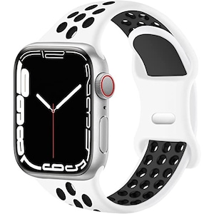 Curea SvodMedia® compatibila cu Apple Watch 3/4/5/6/7/8 Nike+, Edition, din material silicon, dimensiune display 42 /44 / 45 / 49 mm, Alb/Negru