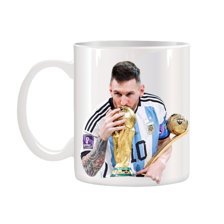 Cana alba ceramica personalizata Lionel Messi, Stickers Factory, 330 ml
