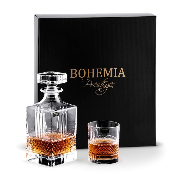 Bohemia Prestige kancsókészlet plusz 6 whiskys pohár, Crystal, 850/340 ml