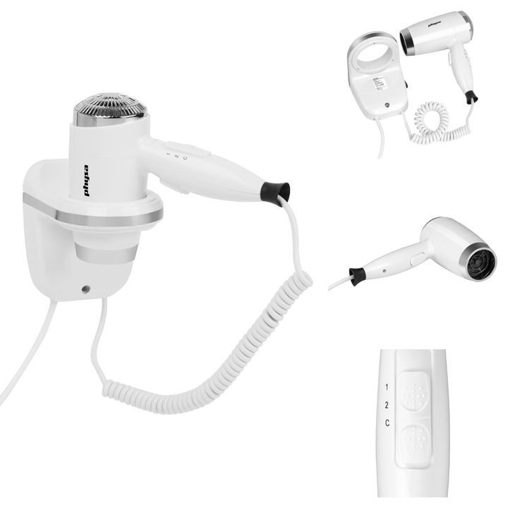 Сешоар Physa, ABS, Бял, 1600W, 230V