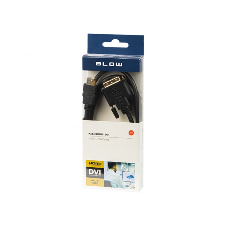 Cablu adaptor DVI la HDMI, Blow, 3 m, Negru