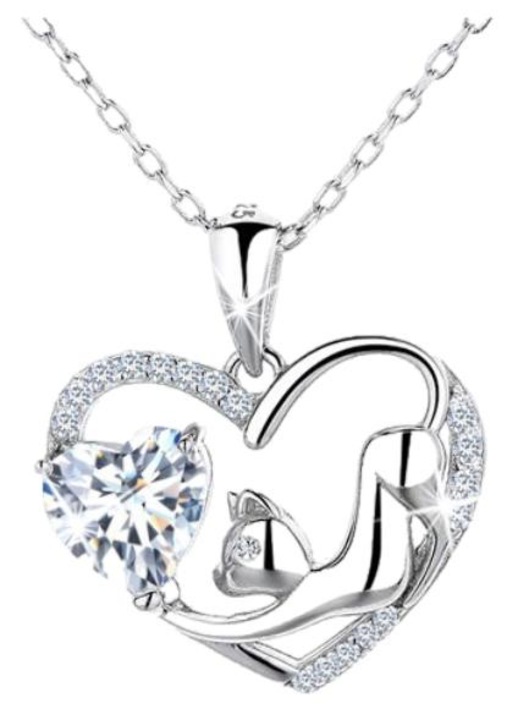 Colier dama, Mennica Bydgoska, 925, Model Pisica, Argint/Zirconiu, Argintiu