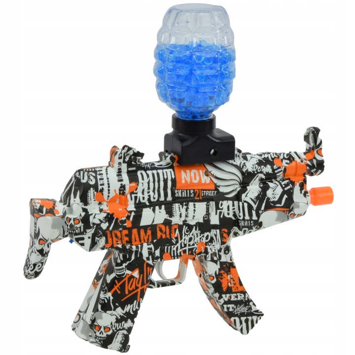 Mini automata játékpisztoly MP5, zselés golyók, műanyag/ABS, többszínű