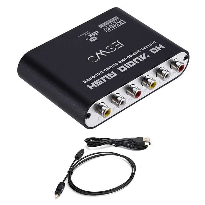 Аудио конвертор, Jeswo, 5.1CH-2.1CH, Черен