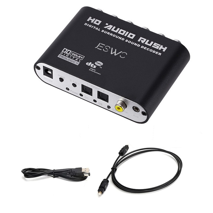 Convertor audio, JESWO, 5.1CH-2.1CH, Negru