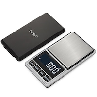 Cantar electronic de bijuterii, JESWO®, 1000g, Precizie 0.1g, Afisaj LCD, Oprire automata, Pentru bijuterii/aur/pudre, g/oz/ct/gn/ozt/dwt, Otel inoxidabil, Argintiu/Negru