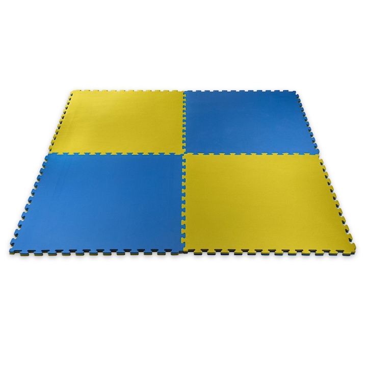 Sport kirakószőnyeg, Gyűrű, PVC, Kék/Sárga, 100x100x2cm