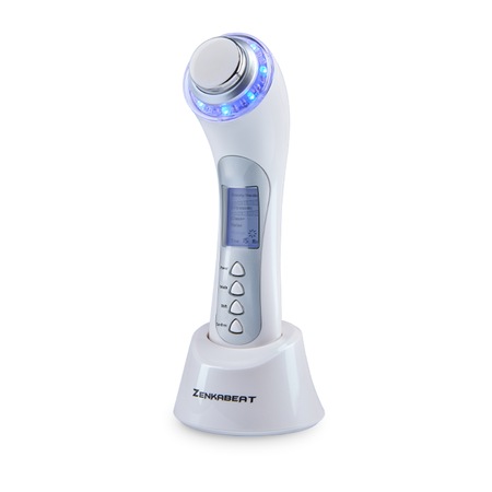 Aparat profesional pentru Tratament curatare faciala completa, Zenkabeat 10T-Plus, Dispozitiv masaj facial, Anti rid, anti imbatranire, Functie tratare acnee si cosuri, Ioni Negativi-pozitivi, Mezoterapie, Lifting, Lumina LED, Alb