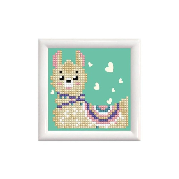 Diamond Dotz 5912704 Diamond Dotz: Gyémántszemes kirakó - Színpompás kisláma fehér kerettel