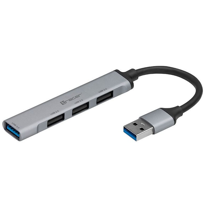 Tracer H41, 3x USB 2.0, 1x USB 3.0, USB-A, Szürke USB hub