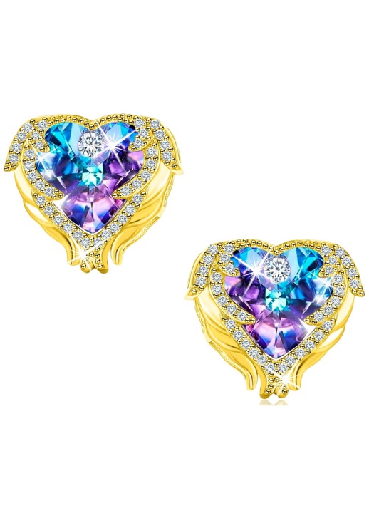 Mennica Bydgoska позлатени дамски обеци във формата на сърце, сребро 925/Swarovski