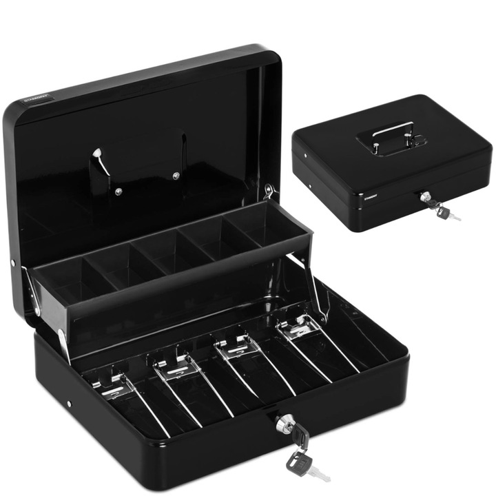 Sertar de bani, Stamony, Otel, 23.5x30.5x9 cm, Negru