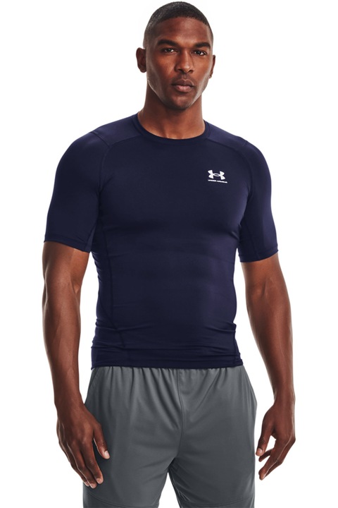 Under Armour, Tricou slim fit cu logo pentru fitness, Bleumarin