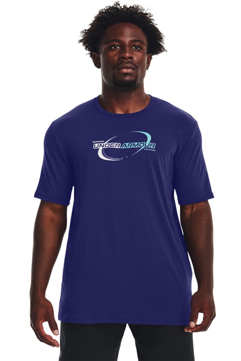 Under Armour, Tricou cu imprimeu pentru antrenament Sportstyle, Albastru indigo