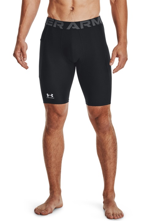 Under Armour, Colanti scurti cu banda logo pentru fitness HeatGear®, Negru