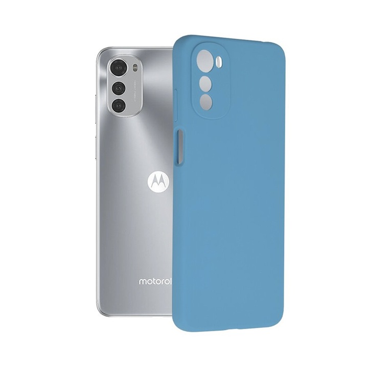 TPU силиконов калъф с микрофибър за Motorola Moto E32 / E32s, вътрешност от микрофибър, Optim Ultra Protection, син