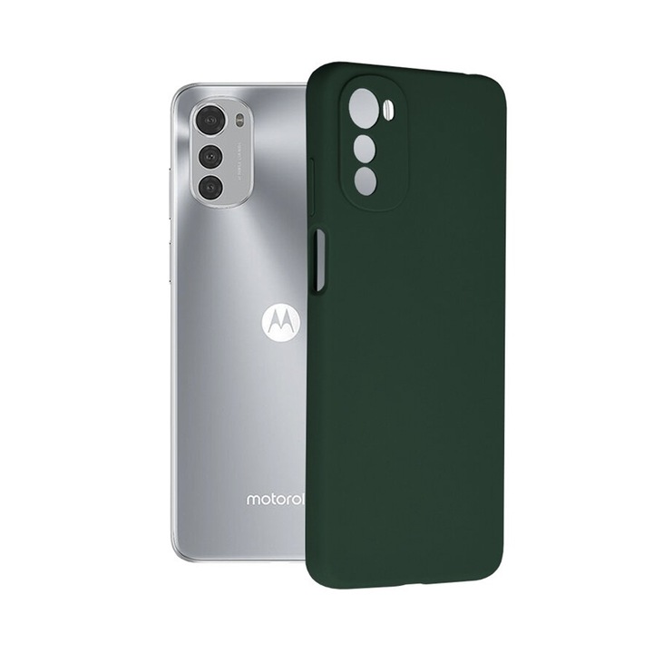 TPU силиконов калъф с микрофибър за Motorola Moto E32 / E32s, вътрешност от микрофибър, Optim Ultra Protection, зелен