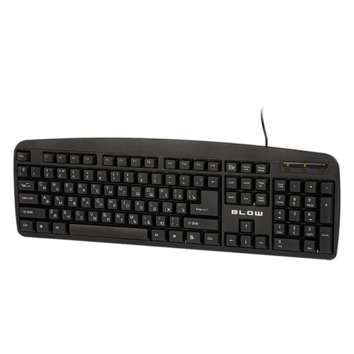 Клавиатура KP-104, Blow, Plastic, С USB кабел, QWERTY+ кирилица, черно/бяло