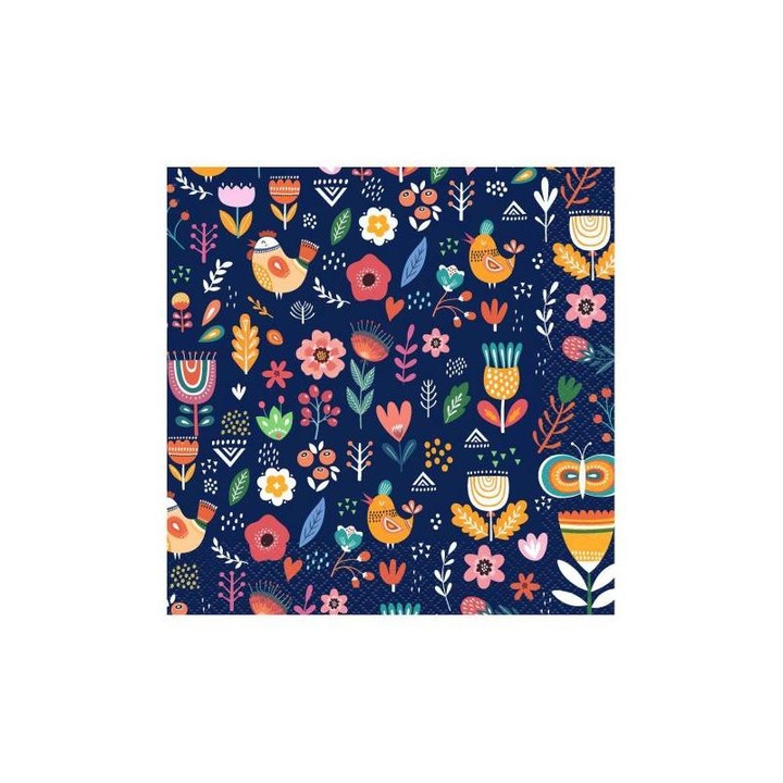 Godan 3165432 Салфетка, декорирана с цветя и птици, 33 х 33 см - 20 бр.