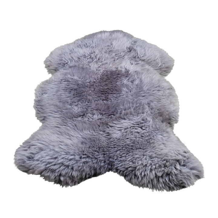 Covor din blana naturala de oaie Texel, 110 x 90 cm, culoare Gri