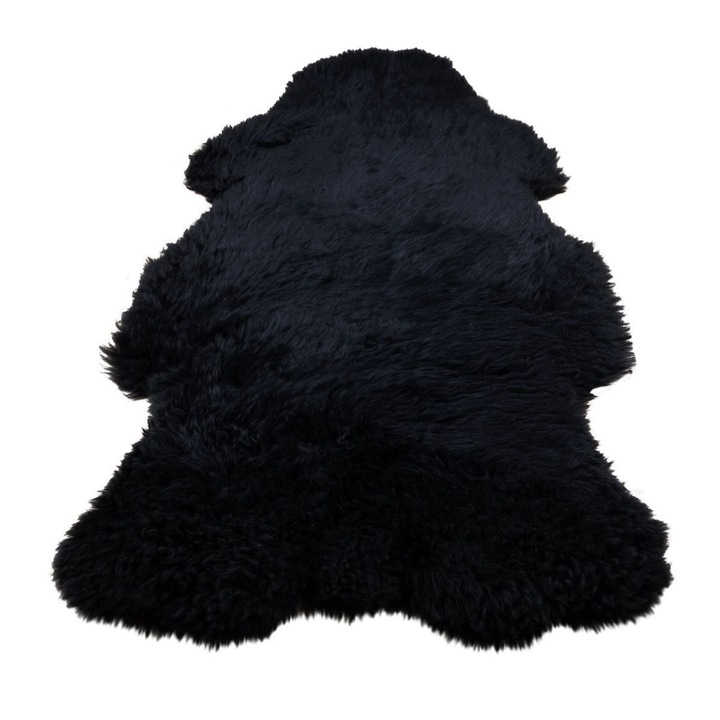 OEM természetes Texel bárányprémből készült szőnyeg, 110 x 90 cm, fekete