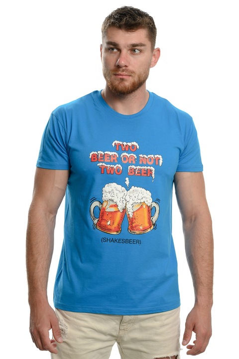 Férfi Printex póló, Két sör vagy nem két sör, Sör, Transzfernyomás, Kék
