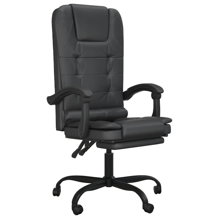 Масажен офaис стол vidaXL, Черен, Изкуствена кожа, 63 x 56 x (112,5-122) см, 14.2 Kg
