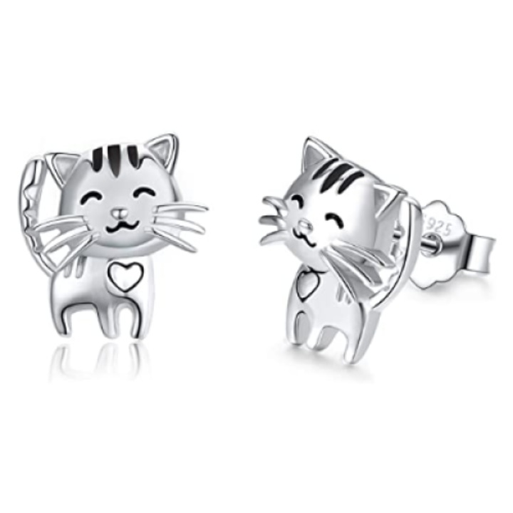 Gyerek fülbevaló, Mennica Bydgoska, Macska modell, Ezüst 925, Ezüst