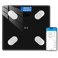 Cantar de Baie Corporal Smart Digital SIKS ABJ178, Conectare Bluetooth, Afisaj LCD, Greutate Maxima 180 KG, Indice de Masa Corporala, Baterii, Negru