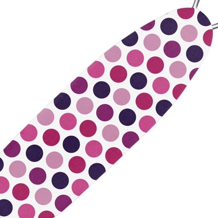 Памучен калъф за дъска за гладене, 140x50 см, бял на лилави и розови точки