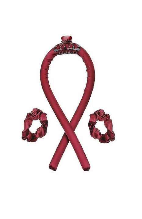 Set ondulator de par fara caldura, doua elastice, clama de par, Rosu-Mov