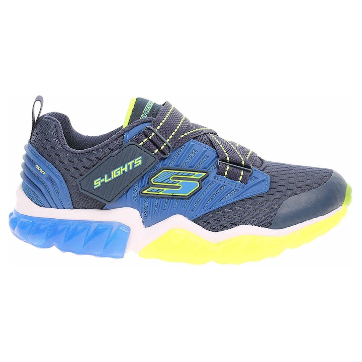Обувки за момчета, Skechers, Rapid Flash, синтетичен материал/текстил, осветление на подметката, тъмносиньо/лайм зелено, Лайм зелено/Тъмносин, 33.5 EU