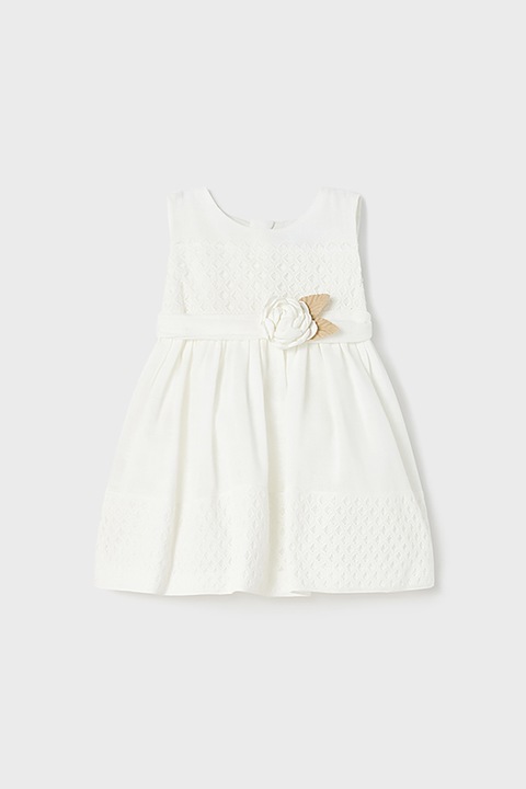 Mayoral, Разкроена рокля с флорална апликация, Крем