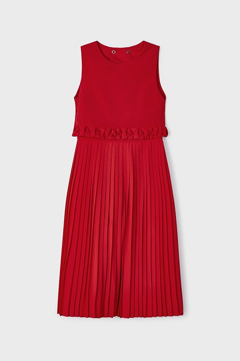 Mayoral, Плисирана рокля с отвор на гърба, Тъмночервен