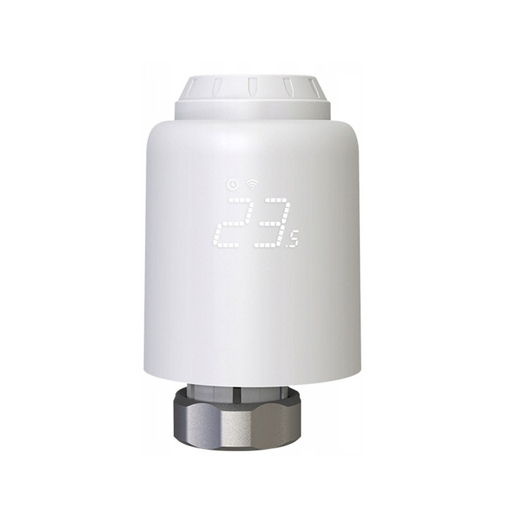 Смарт термостат Moes ZTRV-PJ, ZigBee 3.0 TRV smartlife Tuya, Термостатичен вентил за радиатор, Бял