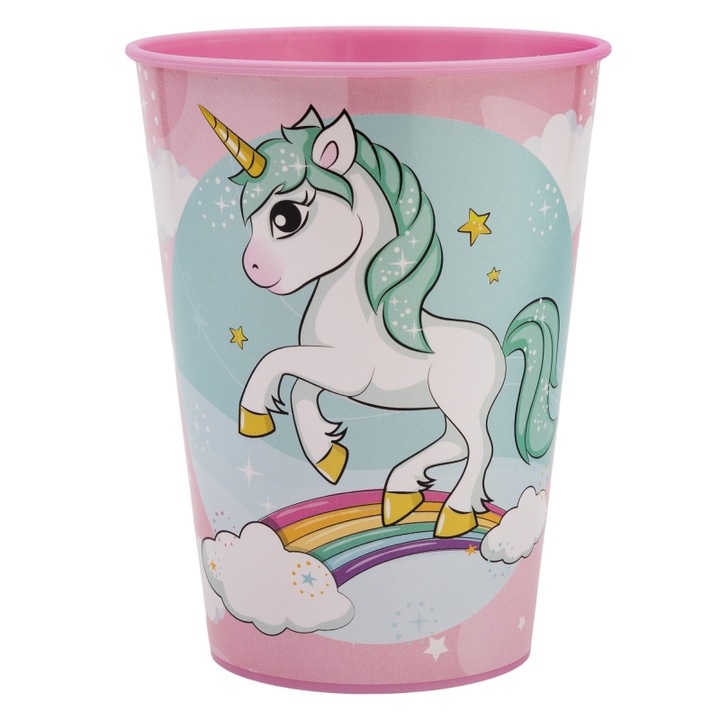 Pahar plastic Unicorn 260 ml Roz 260 ml
