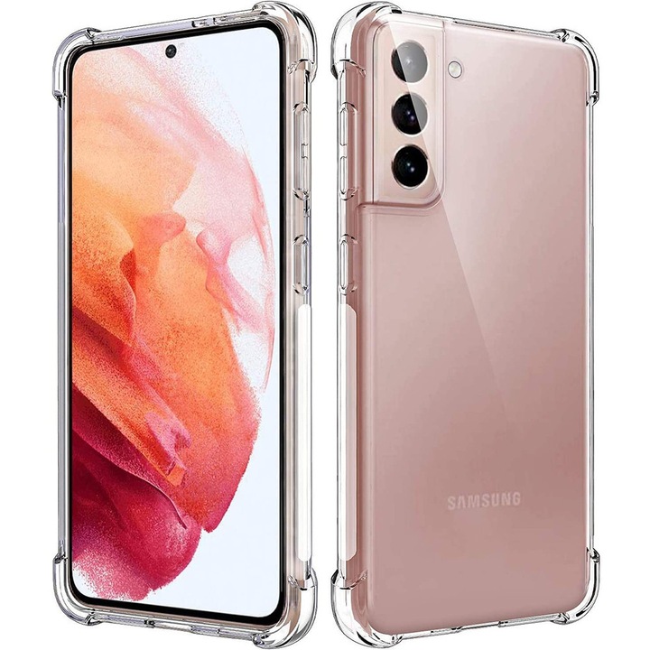 Samsung Galaxy S22 5G kompatibilis szilikon hátlaptok, erősített sarkokkal, átlátszó, Anti Shock, 1,5mm