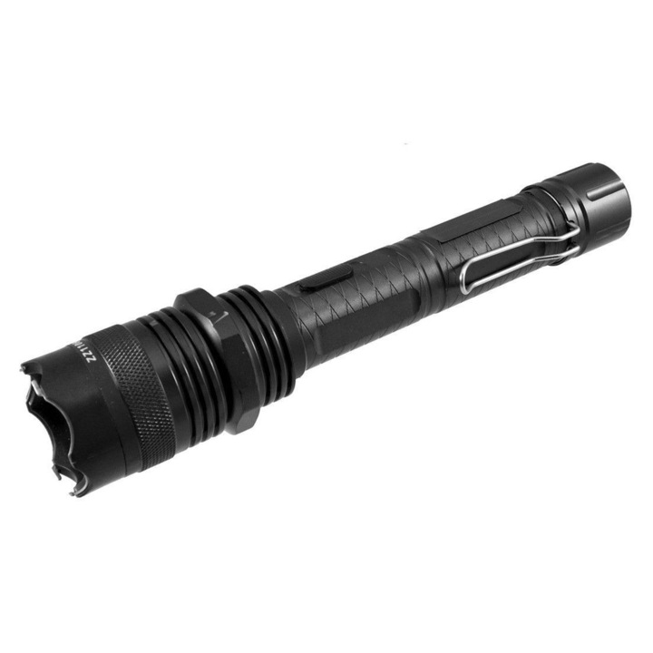 Lanterna reincarcabila cu electrosoc elSales ELS-1108, 3 tipuri de iluminat, carcasa metalica, negru