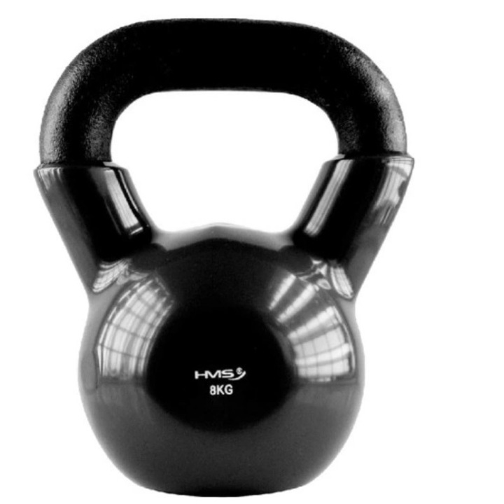 Greutate Kettlebell, Hms, Fonta/Vinil, 8kg, Negru