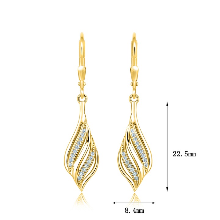 Cercei Dama Argint 925 Placat cu Aur, Lungi si Decorate cu Circoni