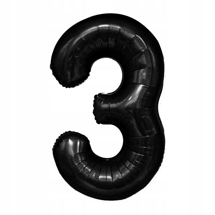 Балон за рожден ден, Vixen, фолио, номер 3, 100 см, черен