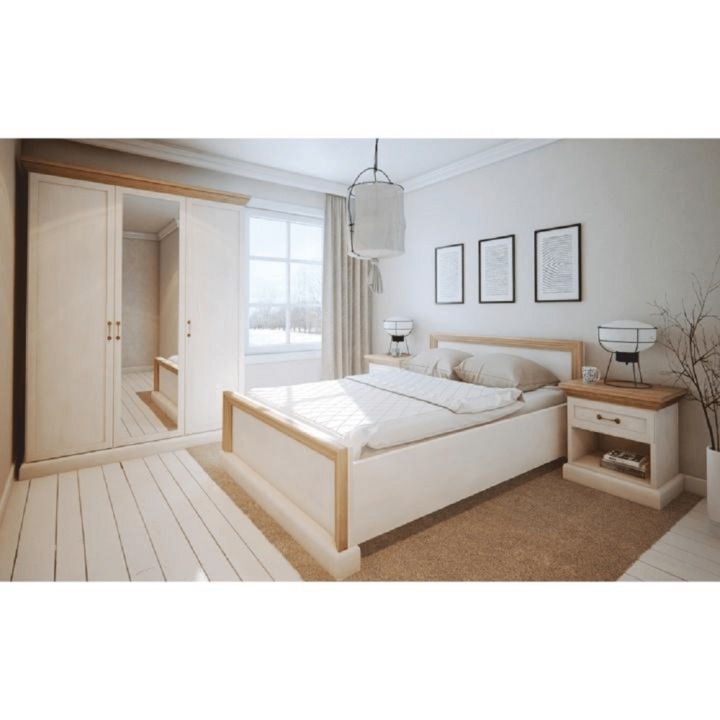 Set dormitor mdf alb pin nordic maro stejar salbatic Royal 157x60x197 cm