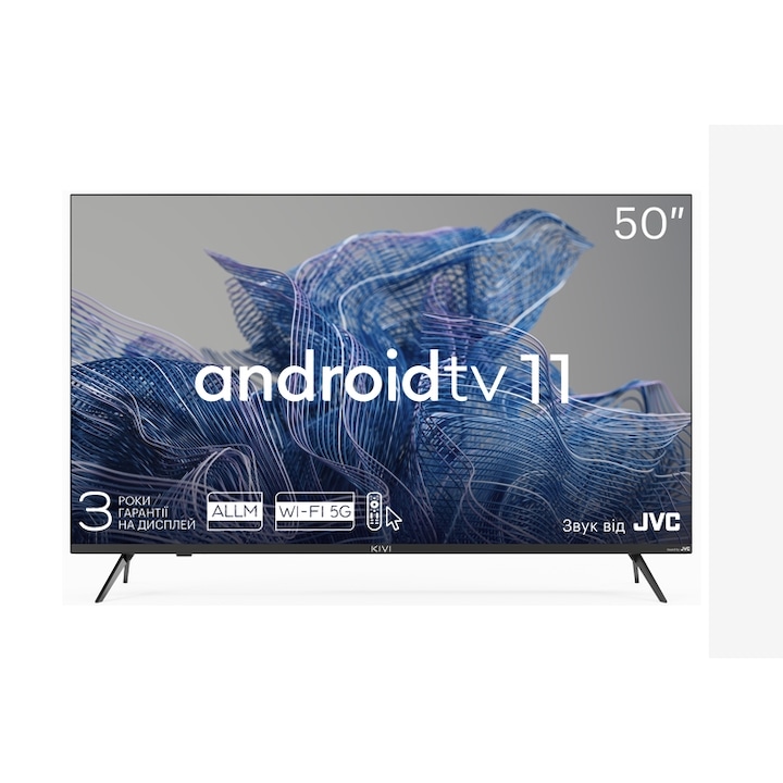 Телевизор 50" KIVI 50U750NB, 4K UHD LED, SmartTV, Android TV 11, Sound by JVC, WiFI, BT, Black