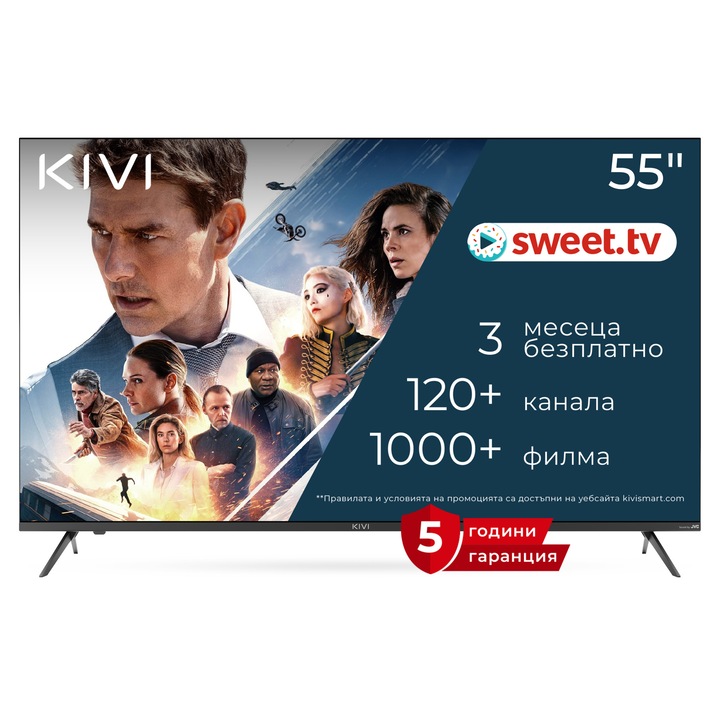Телевизор Smart LED Kivi 55U750NB, 140 cm, Ultra HD 4K, Clasa G