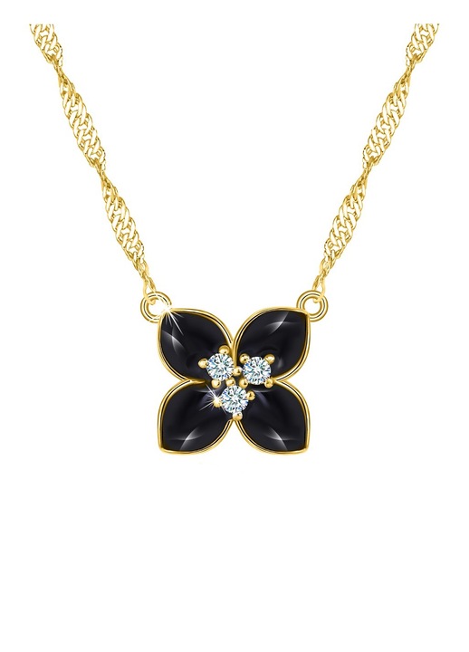 Colier din aur cu flori pentru femei, aur 925